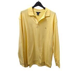 Brooks Brothers 346 Yellow Golden Fleece Logo Long Sleeve Rugby Polo Shirt Large